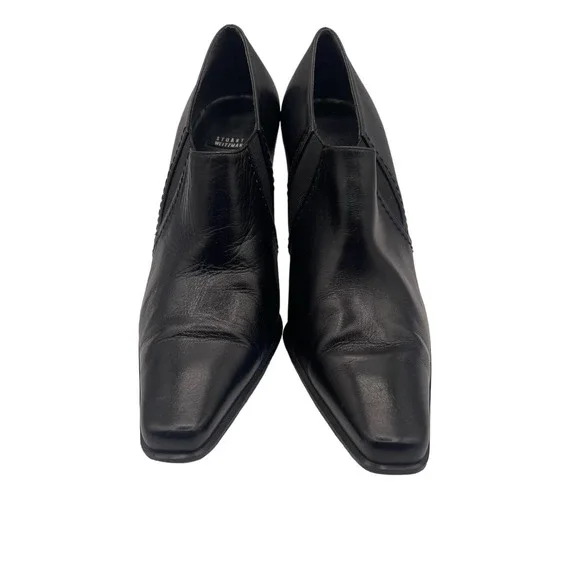 Stuart Weitzman Ankle Heeled Boots Pointed Toe Black Leather Sz 8W 73517 - Picture 12 of 15